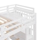 preview thumbnail 7 of 38, Full Over Twin & Twin Bunk Bed wGuardrails Wood Triple Bunk Bed, Low Platform Bed wBedend Drawer Space-saving Symmetrical Bed