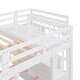 preview thumbnail 6 of 9, Full Over Twin & Twin Bunk Bed with Drawers, Triple Bunk Bed with Guardrails, Pine Wooden Bed with Staircase, White