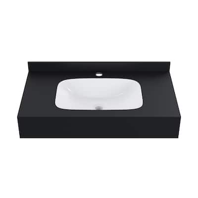 Vicenza 36'' Wall Mount Sink In Black Marquina - 35.45" x 19.7" 7.9"
