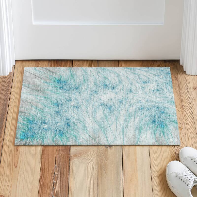 Machine Washable Indoor/ Outdoor Modern Cheraw Chantille Rug