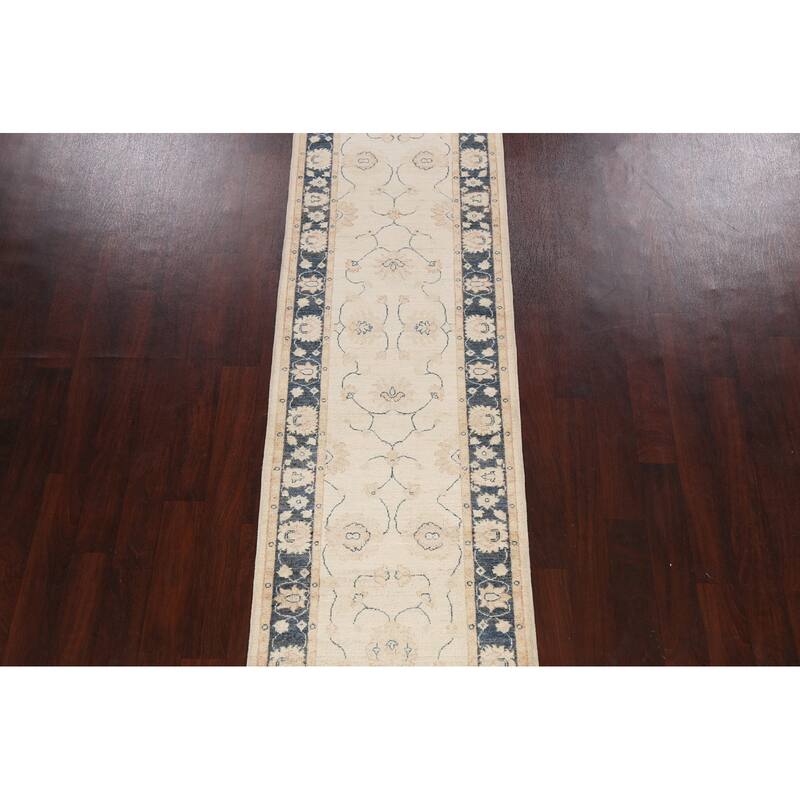 Vegetable Dye Peshawar Chobi Oriental Runner Rug Wool Hand-knotted - 2'8" x 11'6"