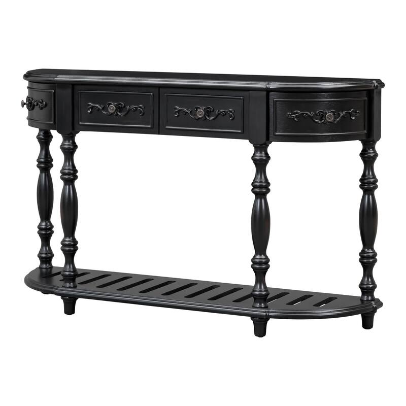 52" Classic Console Table with 4 Drawers & Open Shelf