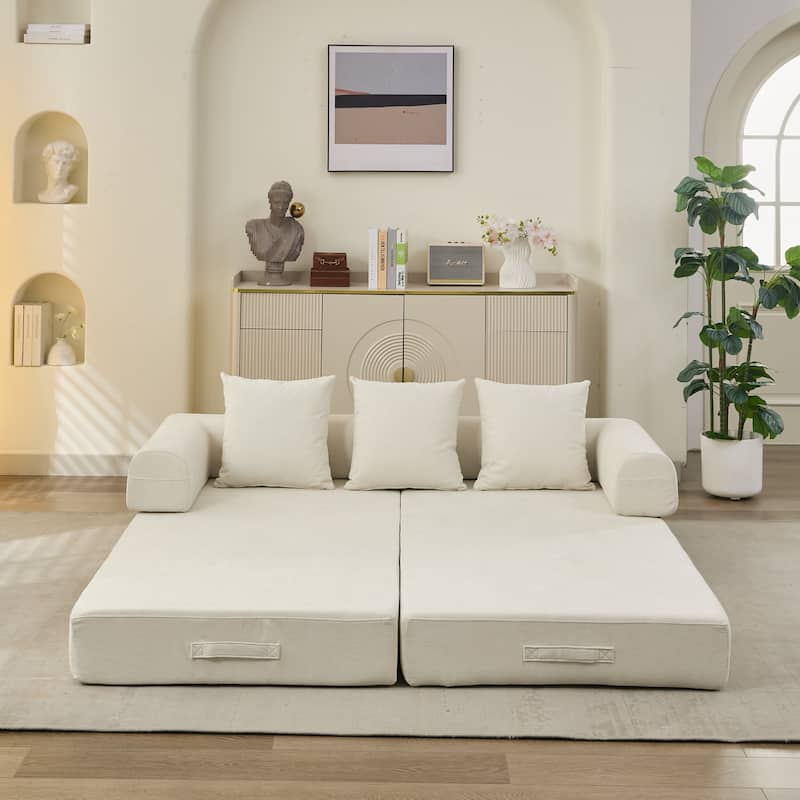 Comfy Convertible Folding Mattress Couch,Floor Sofa Bed, Chenille Floor Sofa With Armrest, Floor Sofa Lounge Couch