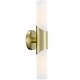 preview thumbnail 1 of 18, 2-Light 16-inch Modern/Contemporary ADA Brushed Nickel Bath Vanity Light Bar with White Opal Glass Satin Brass with Opal White Glass