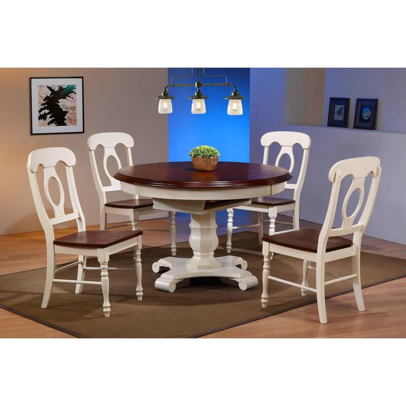 Extendable Dining Set - 5 Piece Round/Oval Table & Chairs - Art Deco Style