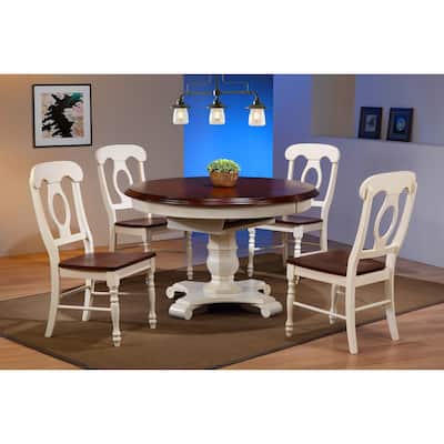 Extendable Dining Set - 5 Piece Round/Oval Table & Chairs - Art Deco Style