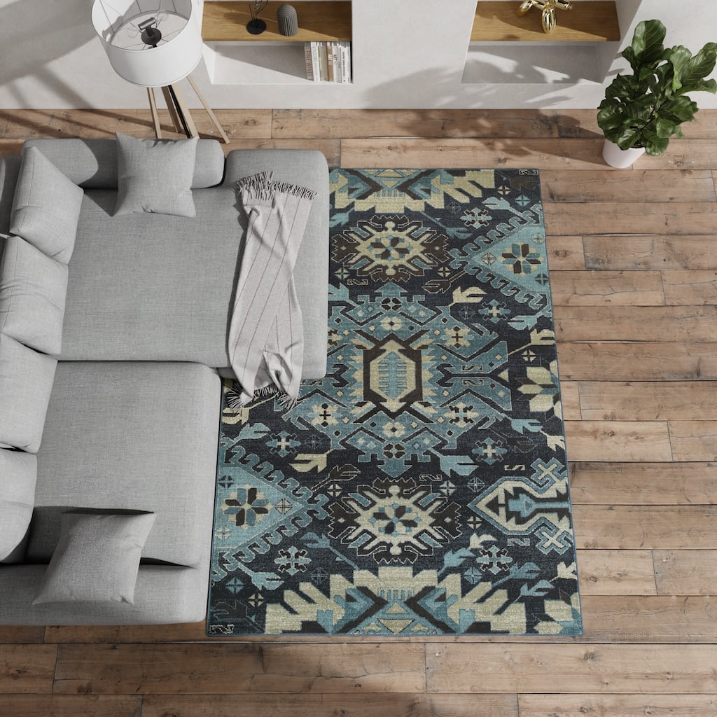 Vista Home Lilianna Tribal Blues Area Rug