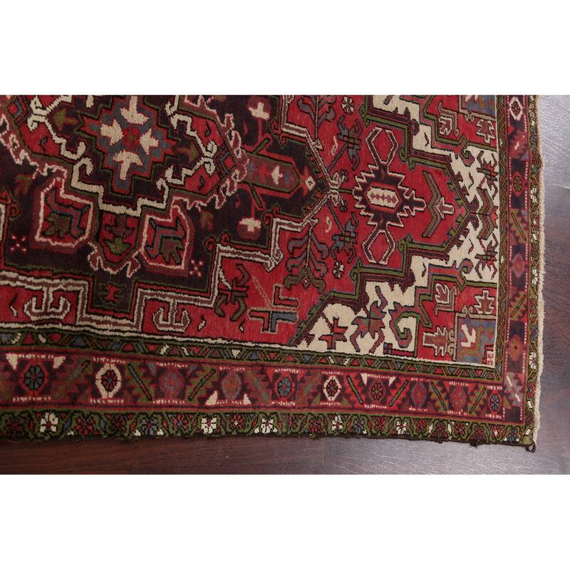 Geometric Traditional Heriz Persian Area Rug Hand-knotted Wool Carpet - 3'7" x 7'1"