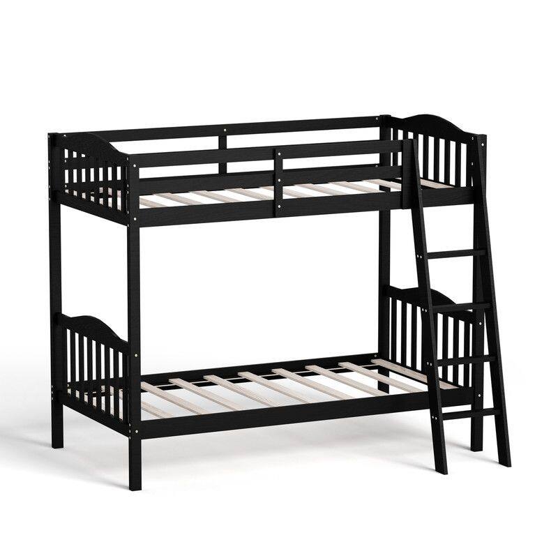 Twin Over Twin Solid Wood Bunk Bed for Kids and Adults, No Box Spring Required