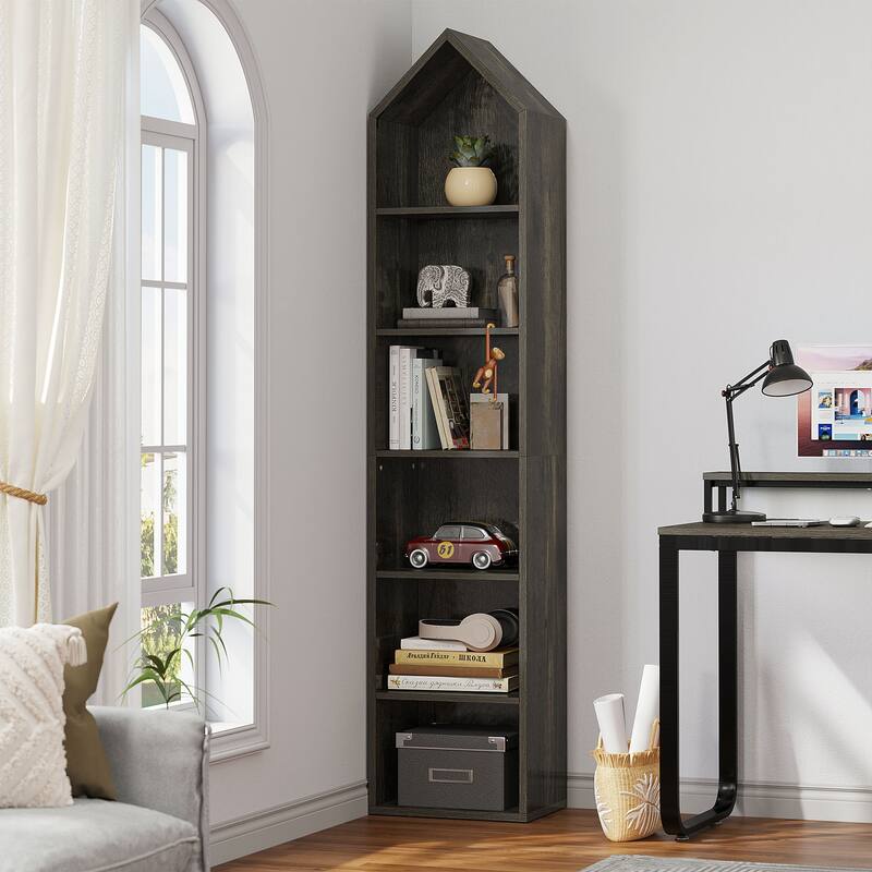 Moasis 6 Tier Tall Narrow Bookshelf and Bookcase Cube Storage Organizer