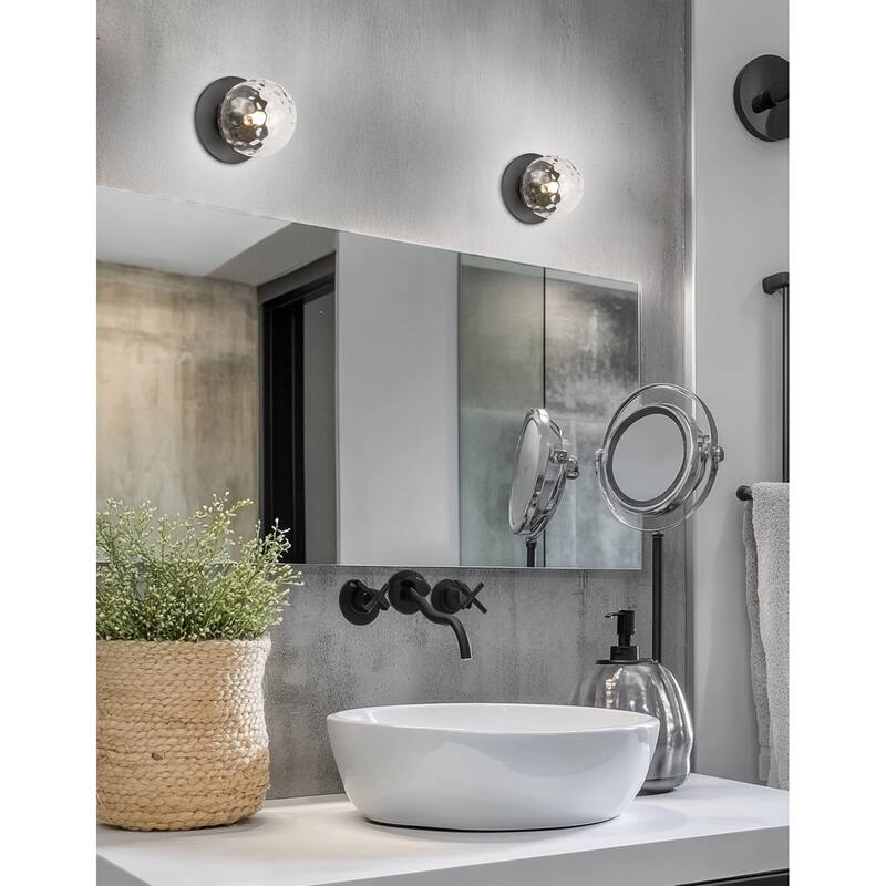 Wall Sconce Lighting 1 Light Matte Black Clear Glass Style - 6