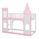 preview thumbnail 4 of 9, Wooden Twin Over Twin Castle Bunk Bed with Ladder, Guardrails and Ladder