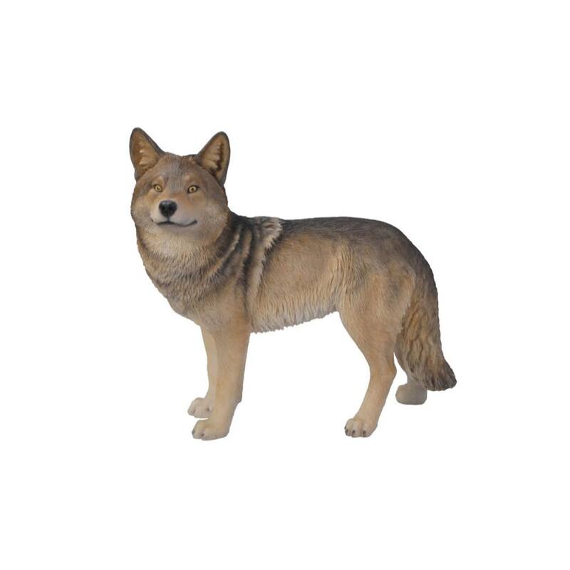 24" Gray and Brown Standing Coyote Outdoor Garden Figurine