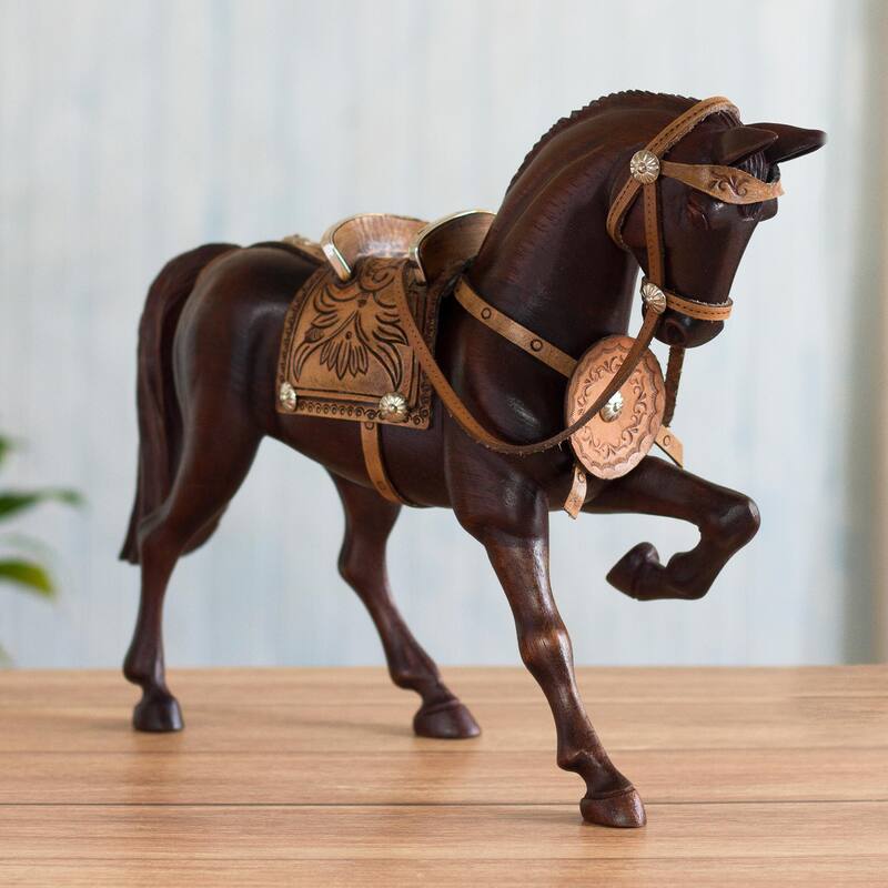 Novica Handmade Prancing Peruvian Paso Horse Cedar Sculpture