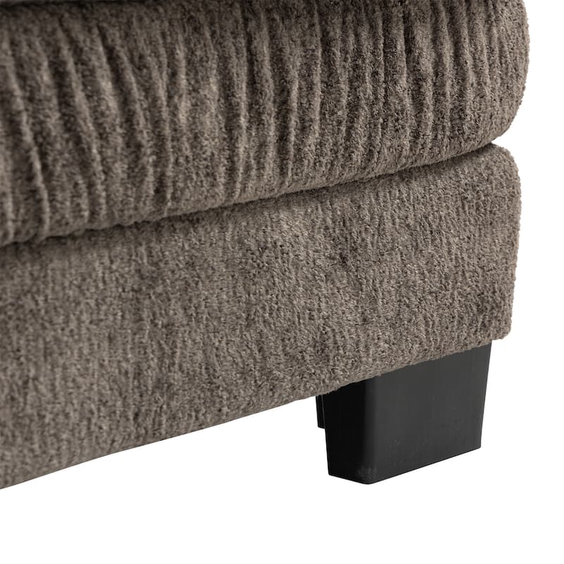 120.87" Chenille L-Shaped Sectional Sofa with Reversible Design, and 3-Seat Sleeper & Ottoman - Dual-Layer Cushion