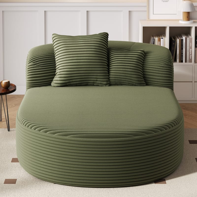 51.6" Chaise Lounge Sofa Bed - Boneless Couch with 2 Pillows - Compression Design for Living Room