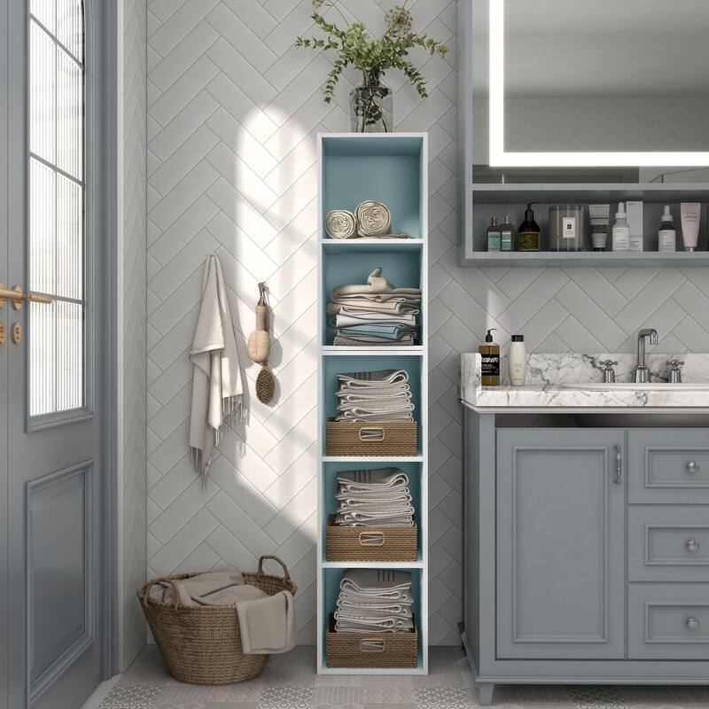DH BASIC Modern Wood Customizable Stackable Storage Organizer - Cube Shelves, Drawer Cabinet, Bookcase with Doors by Denhour