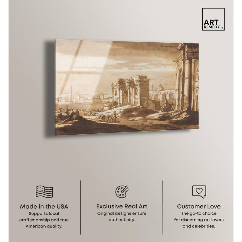 Capriccio View of Roman Ruins Acrylic by Art Remedy, Ready to Hang