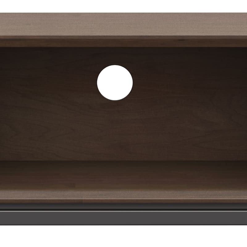 WYNDENHALL Devlin SOLID HARDWOOD 72 inch Wide Modern Industrial TV Media Stand in Walnut Brown For TVs up to 80 inches