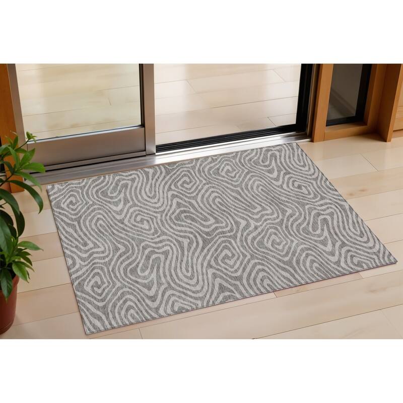 HomeRoots Abstract Transitional Rectangle Outdoor Rug - 3' x 5'