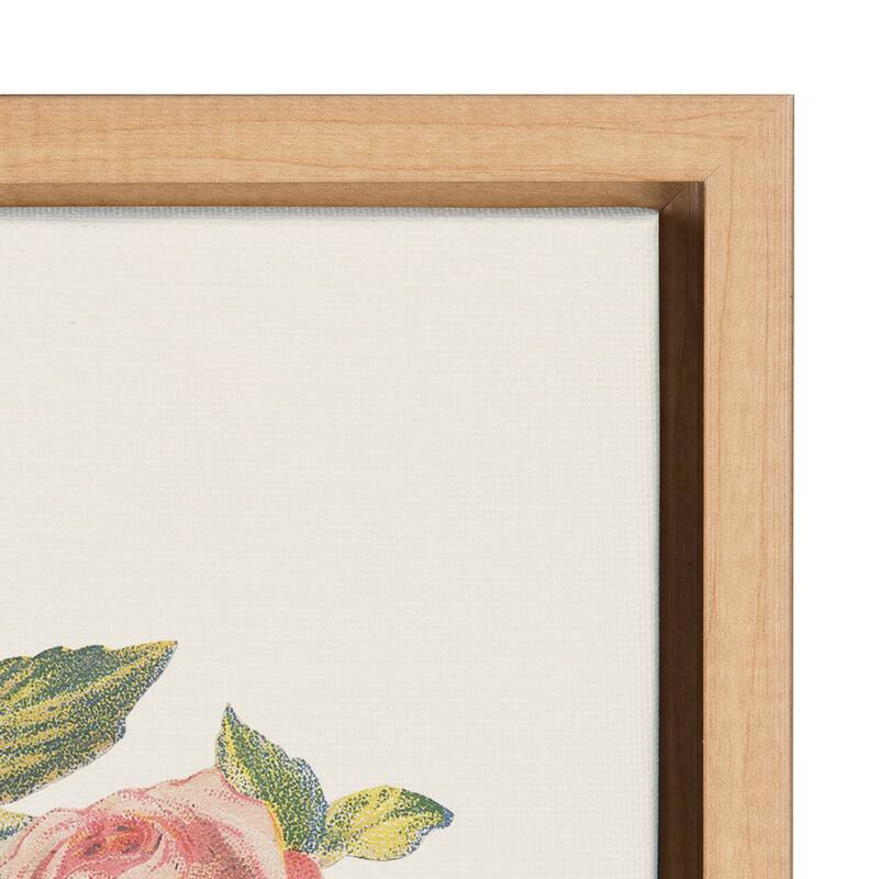 Kate and Laurel Sylvie Vintage Flowers Be Kind Framed Canvas by The Creative Bunch Studio