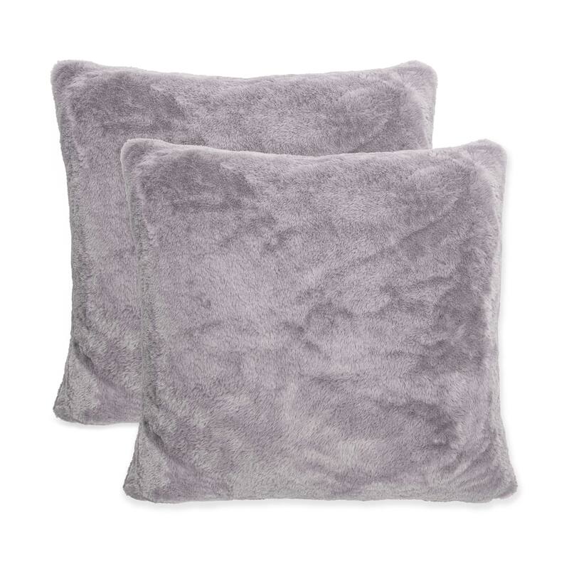 Sherry Kline 26-inch Short Faux Fur Pillow Cover Shell - 2pk - Light Grey