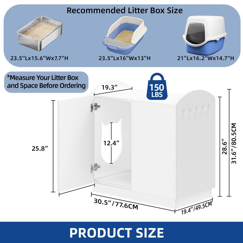 Moasis Large Cat Litter Box Enclosure with Cat-Head Entrance