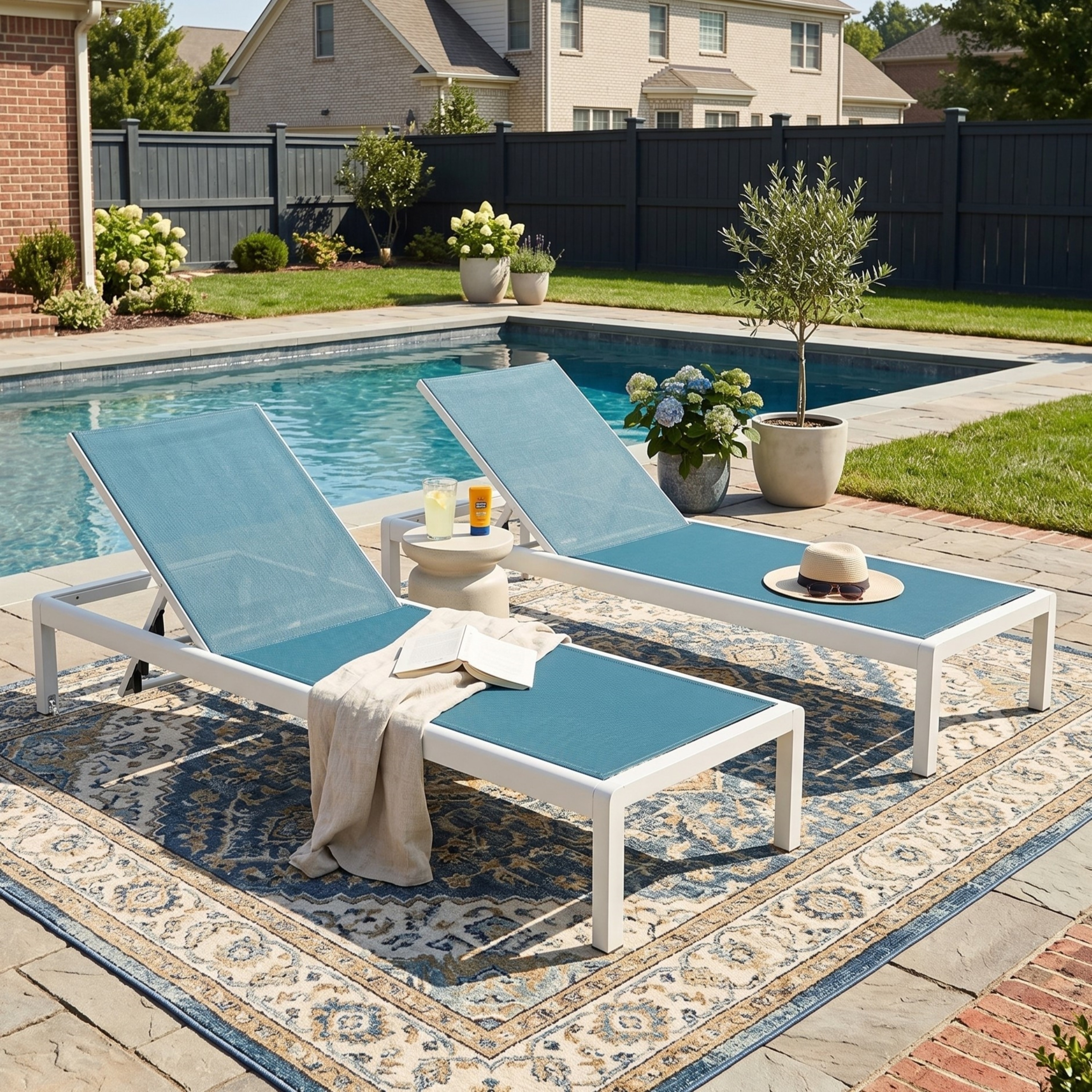 Christopher Knight Home Lucas Outdoor Aluminum Adjustable Chaise Lounge with Wheels，All Weather Use(Set of 2)