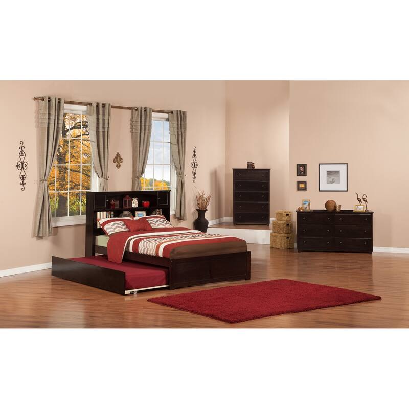 AFI Newport Full Size Platform Bed with Footboard & Full Trundle