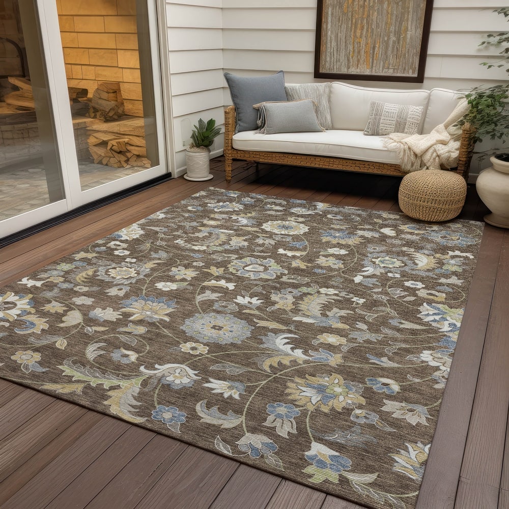 Machine Washable Indoor/ Outdoor Traditional Chantille Rug