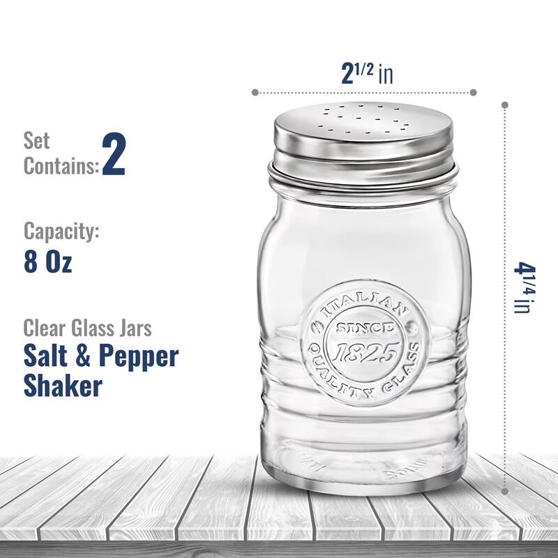 Bormioli Rocco Officina 1825 Salt and Pepper Jars Set - 8 oz
