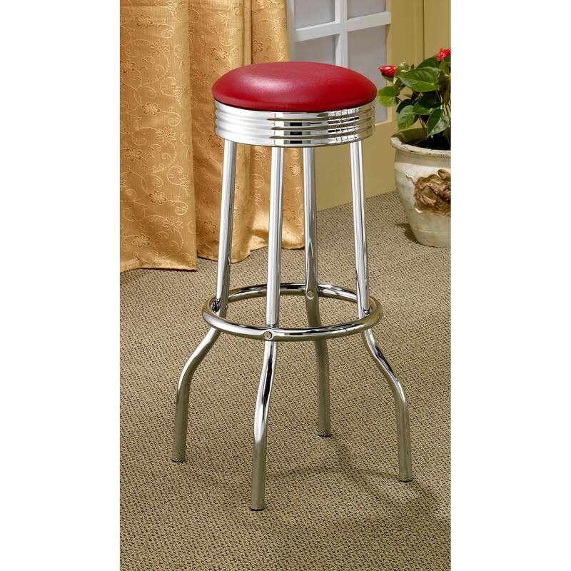Retro Upholstered Metal Swivel Bar Stool (Set of 2)