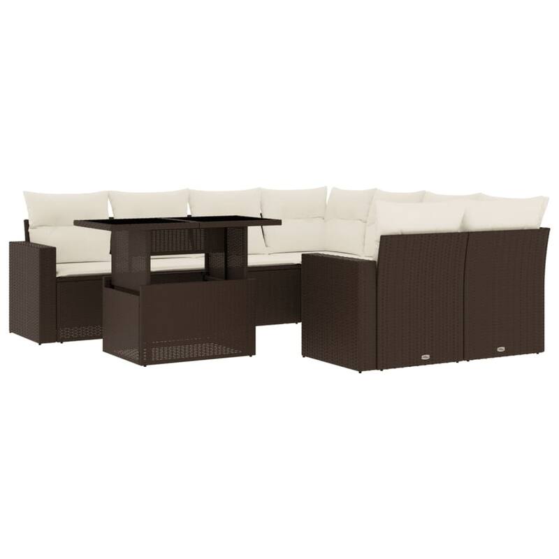 vidaXL Patio Sofa Set with Cushions Outdoor Furniture 9 Piece Poly Rattan