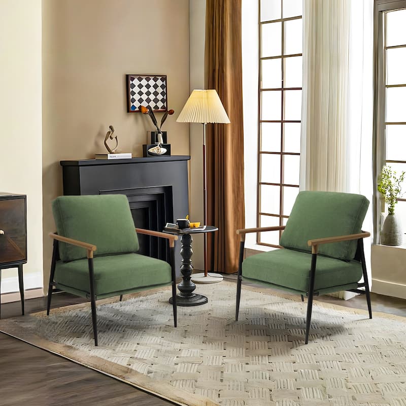 Modern Industrial Metal Frame Upholstered Accent Chair Armchair