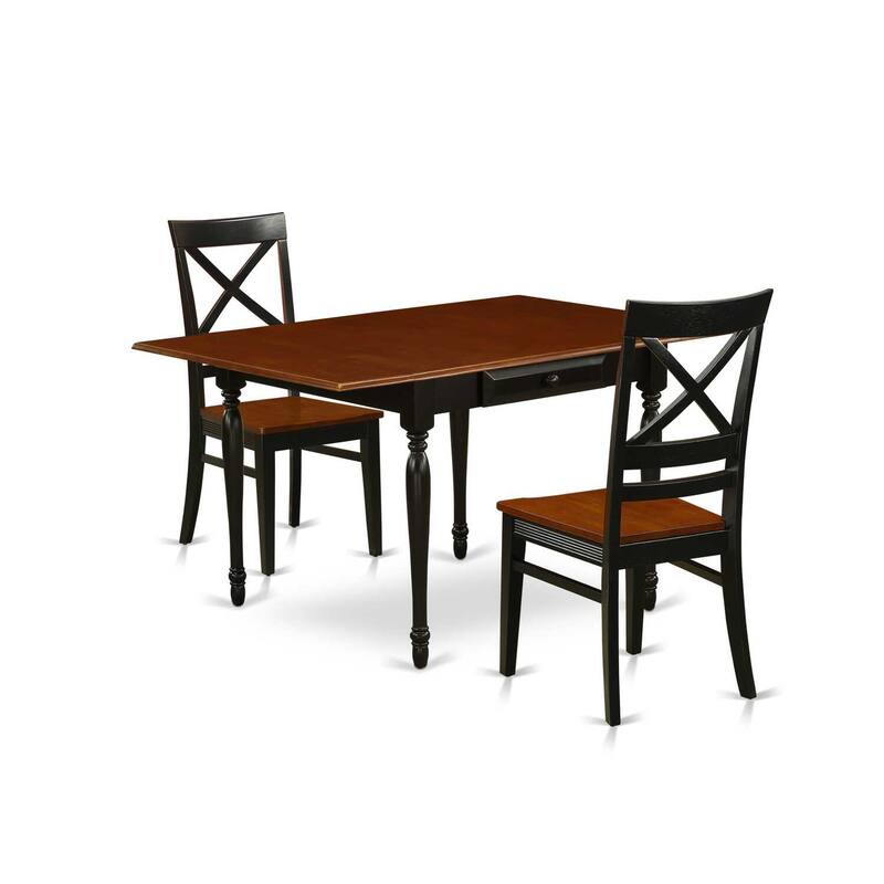 3-Piece Black and Cherry Finish Solid Wood Top Dining Table Set