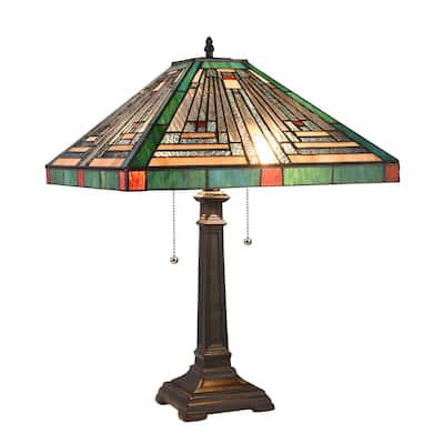 Tiffany-Style Mission Design 2-light Blackish Bronze Table Lamp