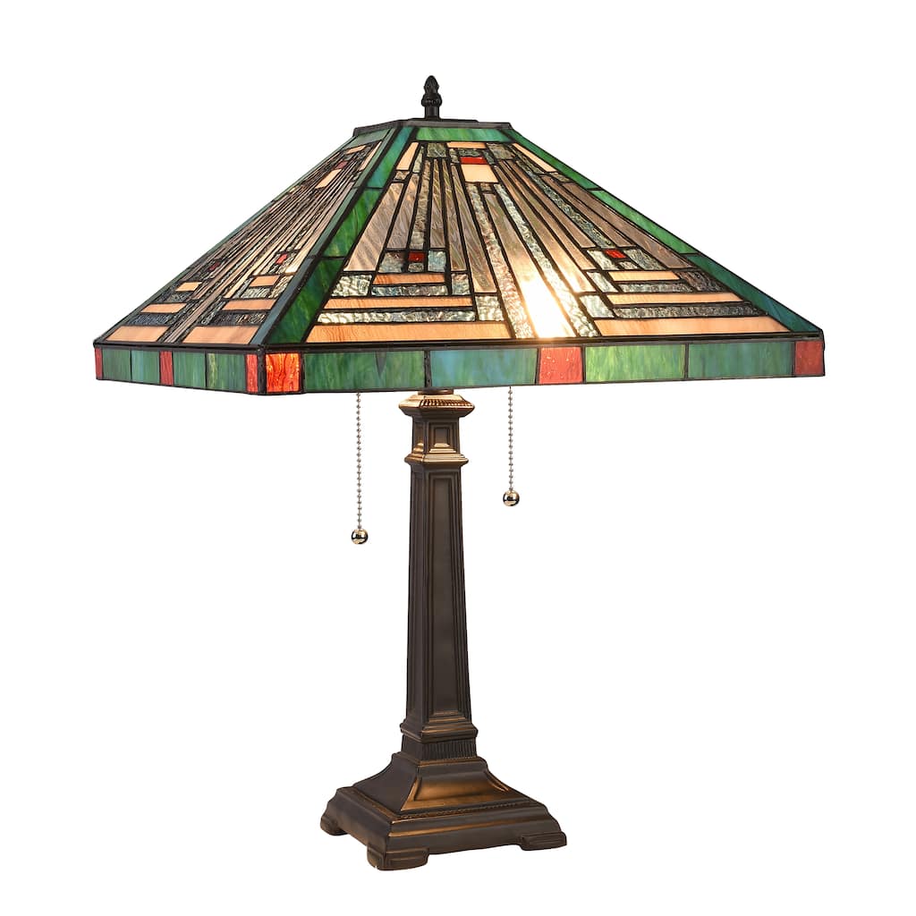 Tiffany-Style Mission Design 2-light Blackish Bronze Table Lamp