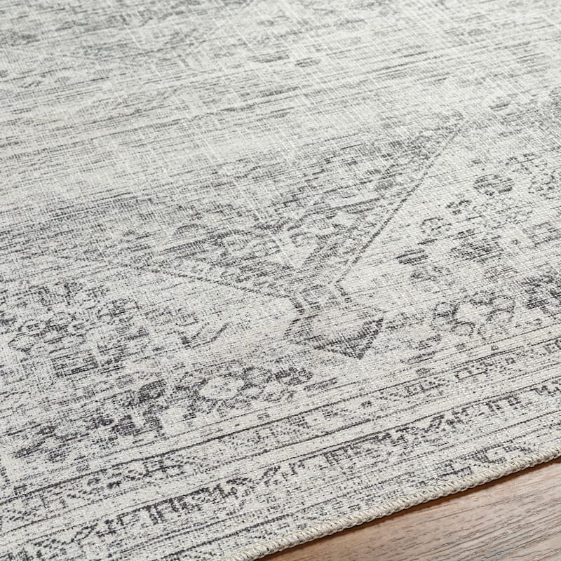 Livabliss Verninac Distressed Medallion Printed Washable Rug
