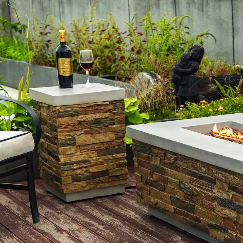 GDFStudio - Avery Propane Tank Hideaway Table in Sandstone Concrete Finish - Sandstone
