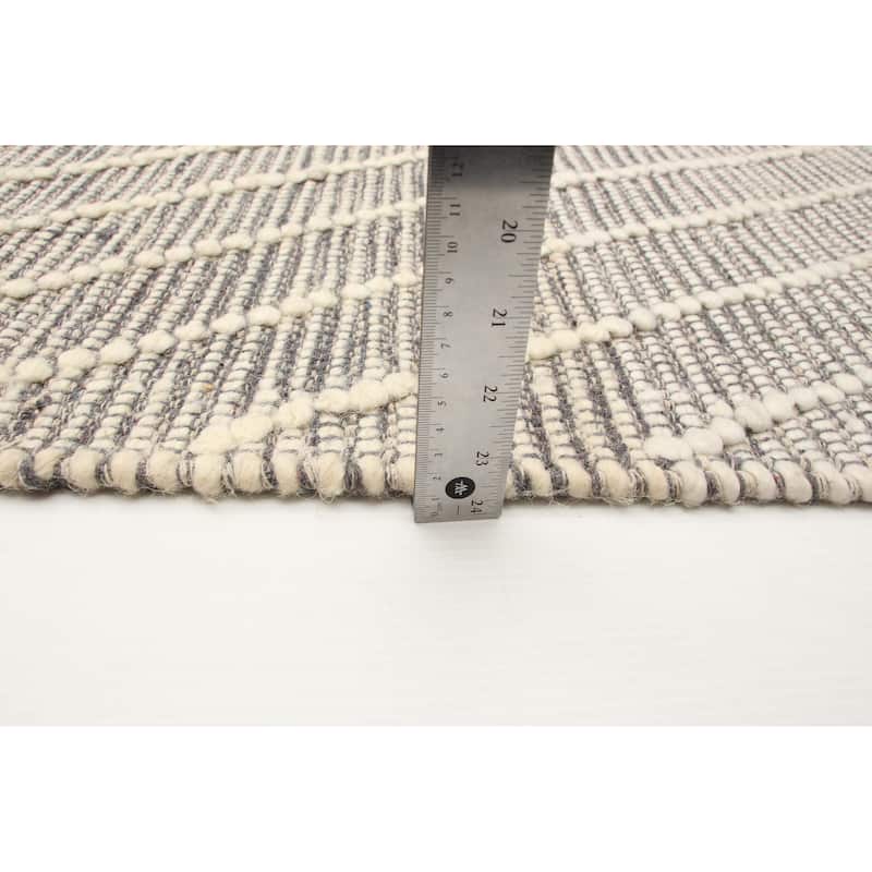 ECARPETGALLERY Braid weave Sienna Grey Wool Rug - 5'2 x 7'10