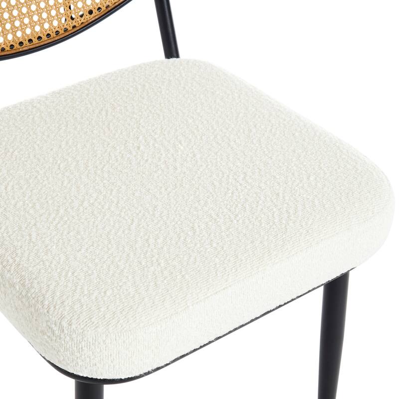 Upholstered Rattan Dining Chairs Set of 2 Side Chair - 33.86"H x 18.9"W x 22.83"D