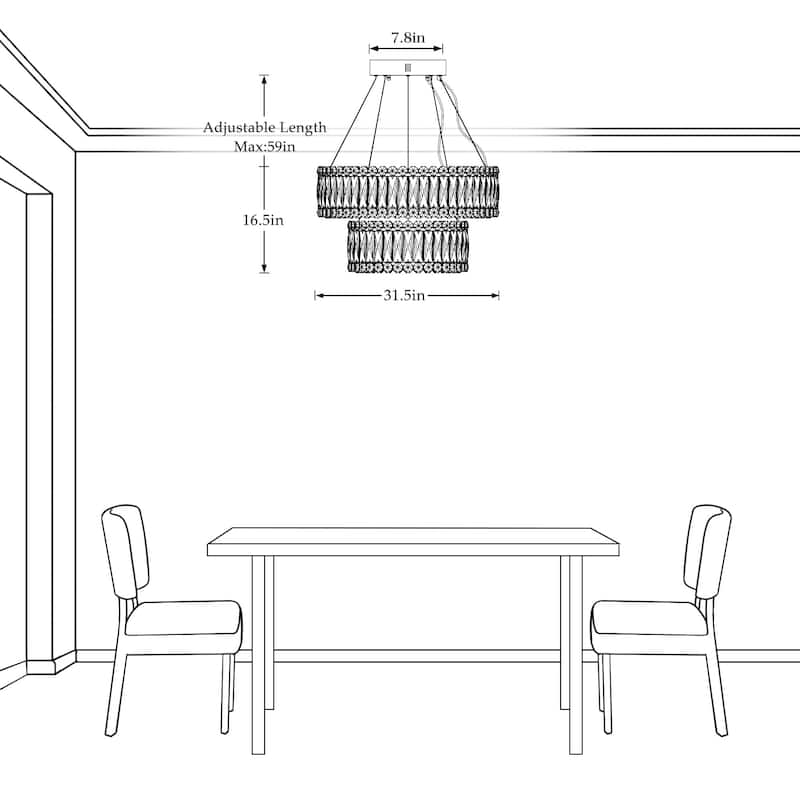 1/2-Tier Dimmable Chrome Crystal LED Drum Chandelier