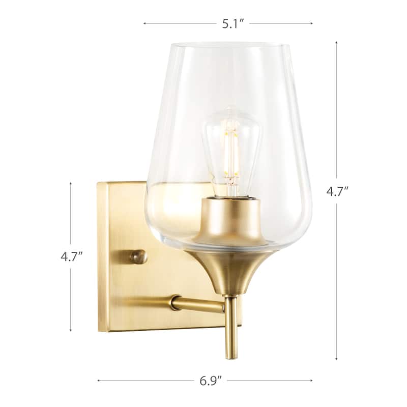 CO-Z Wall Sconce Vanity Light with Glass Shade, Antique Brass
