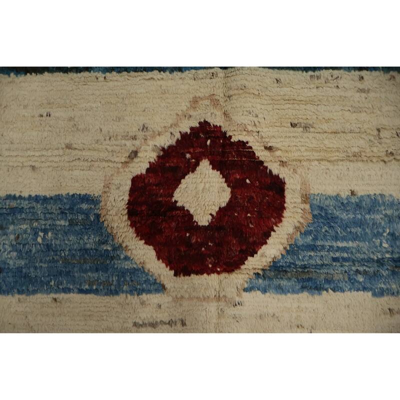 Hand Knotted Oriental 100% Wool Carpet Modern Geometric Beige & Ivories Moroccan Area Rug - 9' 10'' X 8' 3''