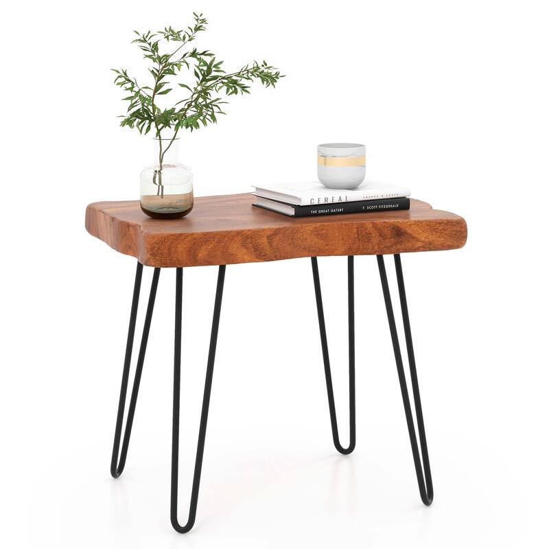 Costway Rectangular End Table Accent Side Reclaimed Indonesia Teak - 1 PC