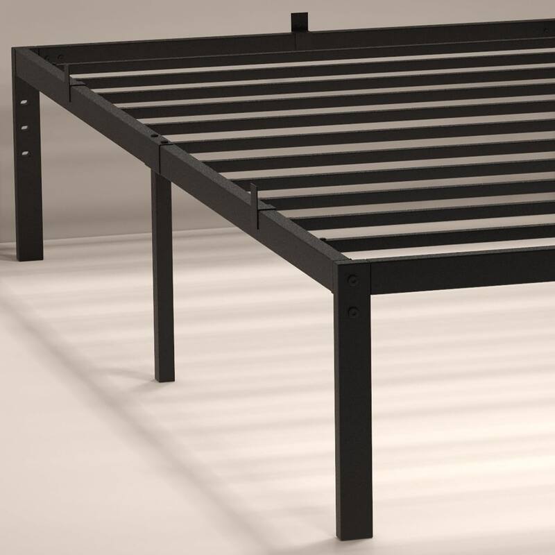 Bed Frame No Box Spring Needed, Heavy Duty Queen Platform Metal Bed Frame with Metal Slats