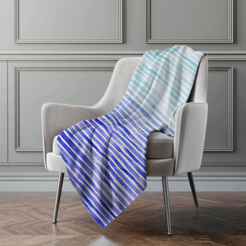 Premium Machine Washable ASB187 Ombre Stripes Sherpa Throw Blanket