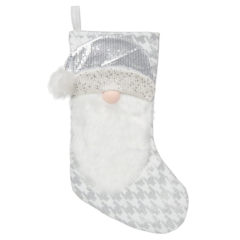 Transpac Polyester 17.72 in. Multicolored Christmas Glam Santa Stocking