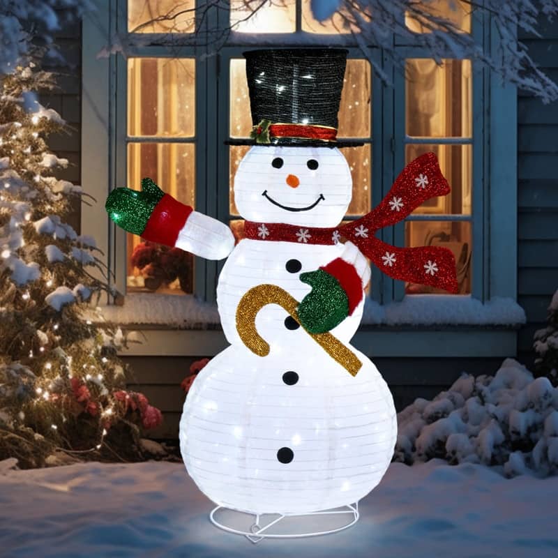 4ft Lighted Pop-Up Snowman - White
