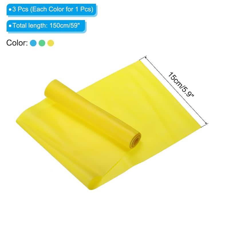 Resistance Bands Set, 3pcs 4.9 Ft Elastic Exercise Bands, Blue Green Yellow - 4.9 Ft - 4.9 Ft - Green